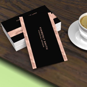 Elegante Black & Rose Gold Minimalist Visitekaartje