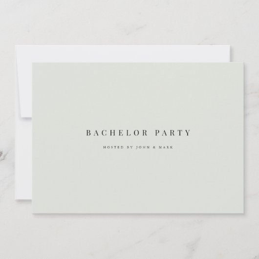 Elegante Black Sage Bachelor Party Invitation Kaar Kaart (Voorkant)