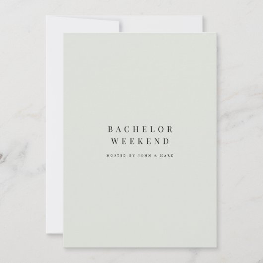 Elegante Black & Sage Bachelor Weekend Uitnodiging (Voorkant)