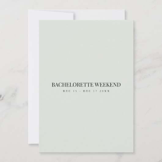 Elegante Black & Sage Bachelorette Weekend Kaart (Voorkant)