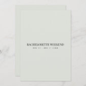 Elegante Black & Sage Bachelorette Weekend Kaart (Voorkant / Achterkant)