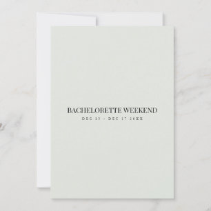 Elegante Black & Sage Bachelorette Weekend Kaart