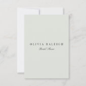 Elegante Black & Sage bruids douche uitnodiging (Voorkant)