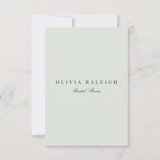 Elegante Black & Sage bruids douche uitnodiging (Voorkant)