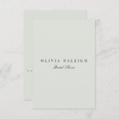 Elegante Black & Sage bruids douche uitnodiging (Voorkant / Achterkant)