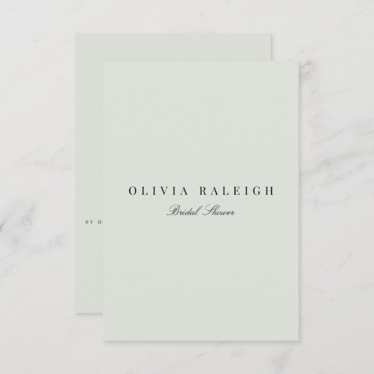 Elegante Black & Sage bruids douche uitnodiging (Voorkant / Achterkant)