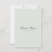 Elegante Black & Sage bruids douche uitnodiging (Voorkant)