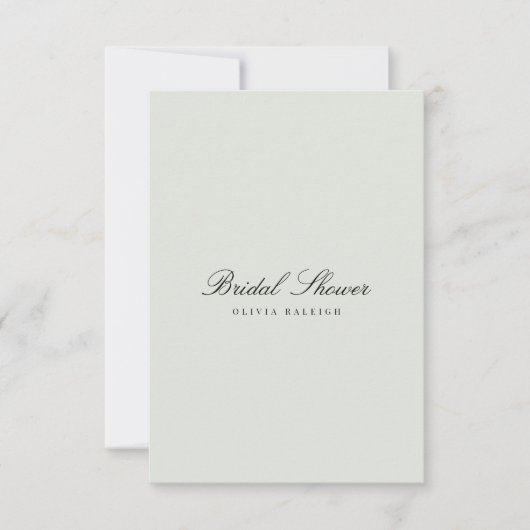 Elegante Black & Sage bruids douche uitnodiging (Voorkant)