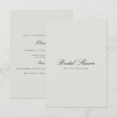 Elegante Black & Sage bruids douche uitnodiging (Voorkant / Achterkant)