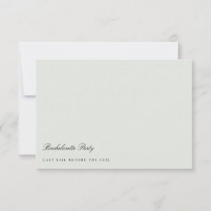 Elegante Black & Sage Green Bachelorette Party Kaa Kaart