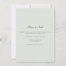 Elegante Black & Sage Green Wedding Invitation Kaa Kaart