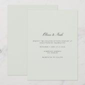 Elegante Black & Sage Green Wedding Invitation Kaa Kaart (Voorkant / Achterkant)
