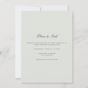 Elegante Black & Sage Green Wedding Invitation Kaa Kaart