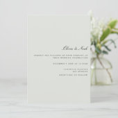 Elegante Black & Sage Green Wedding Invitation Kaa Kaart (Staand voorkant)