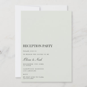Elegante Black & Sage Receptie Uitnodiging Kaart