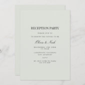 Elegante Black & Sage Receptie Uitnodiging Kaart (Voorkant / Achterkant)
