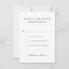 Elegante Black Script Buffet Dinner Wedding RSVP Kaartje