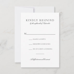 Elegante Black Script Buffet Dinner Wedding RSVP Kaartje