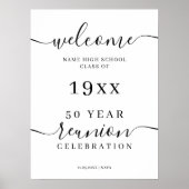 Elegante Black Script Class 50th Reunion Welkom Poster (Voorkant)