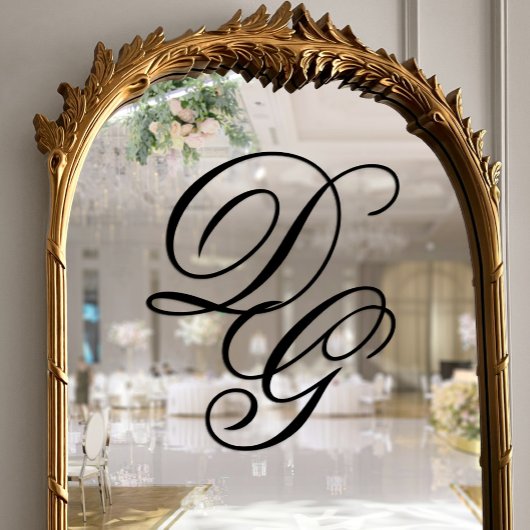 Elegante  Black Script Monogram bruiloft Raamsticker
