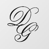 Elegante  Black Script Monogram bruiloft Raamsticker (Vel)