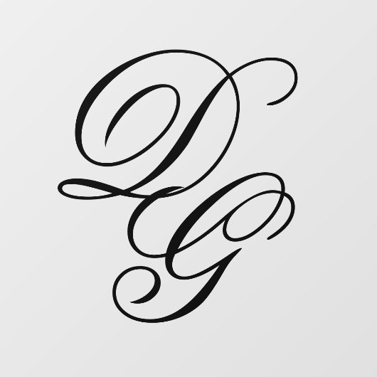 Elegante  Black Script Monogram bruiloft Raamsticker (Vel)