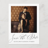 Elegante Black Script Photo Wedding Sla de datum o Briefkaart (Voorkant)
