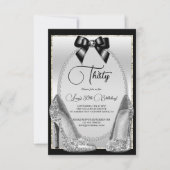 Elegante Black, Silver Gem Bow & Stilettos Verjaar Kaart (Voorkant)