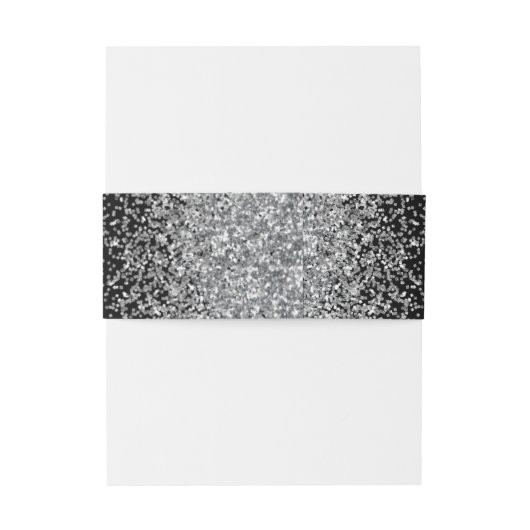 Elegante Black Silver Glitter bruiloft Uitnodigingen Wikkel (Achterkant Voorbeeld)