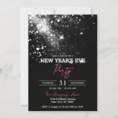 Elegante Black Silver Glitter Oudejaarsfeest Kaart (Voorkant)