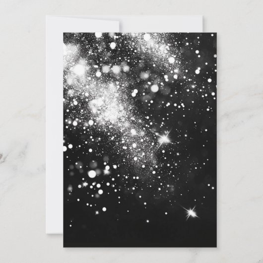 Elegante Black Silver Glitter Oudejaarsfeest Kaart (Achterkant)