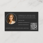 Elegante Black Silver Real Estate Agent QR-code Visitekaartje (Achterkant)