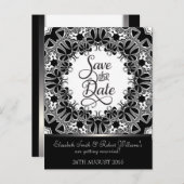 Elegante Black Silver Tribal Kant Save the Date Aankondigingskaart (Voorkant / Achterkant)