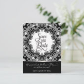Elegante Black Silver Tribal Kant Save the Date Aankondigingskaart (Staand voorkant)