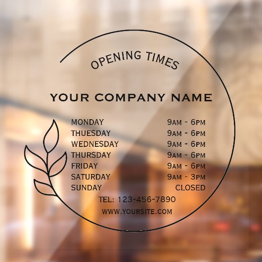Elegante Black Small Business openingstijden Raamsticker (Vel 2)