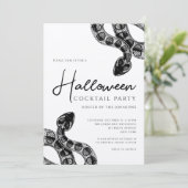 Elegante Black Snakes Cocktail Party Halloween Kaart (Staand voorkant)