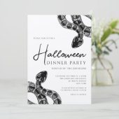 Elegante Black Snakes Dinner Party Halloween Kaart (Staand voorkant)