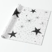 Elegante Black Star Gift Wrap Cadeaupapier (Uitgerold)