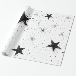 Elegante Black Star Gift Wrap Cadeaupapier