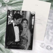 Elegante Black Tie Foto Save the Date Kaart