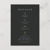 Elegante Black Tie Trouwdetails Kaart (Voorkant)