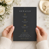 Elegante Black Tie Trouwdetails Kaart