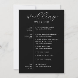 Elegante Black Trouwweekend Tijdlijn & Welkom Kaart