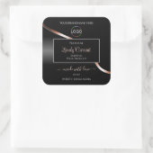 Elegante Black Wavy Roos Gold Logo Product Labels (Tas)