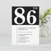 Elegante Black White 86e verjaardag uitnodiging (Staand voorkant)