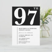 Elegante Black White 97e verjaardag uitnodiging (Staand voorkant)