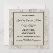 Elegante Black White Cream Swirl Party Kaart (Achterkant)