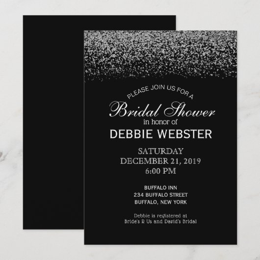 Elegante Black & White Diamond bruiloft douche Kaart (Voorkant / Achterkant)