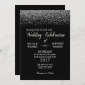 Elegante Black & White Diamond bruiloft uitnodigin Kaart (Voorkant / Achterkant)
