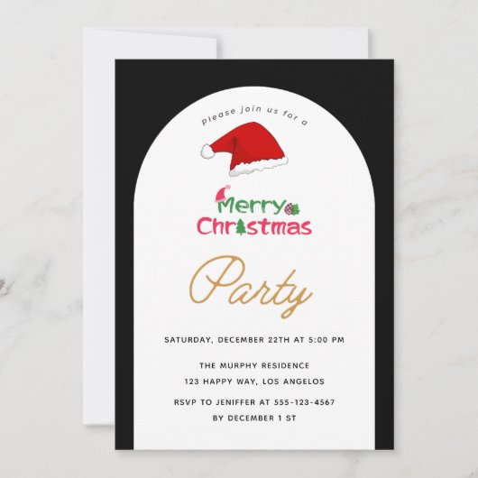 Elegante Black & White kerstfeest uitnodiging (Voorkant)